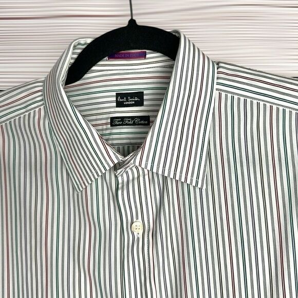 Paul Smith London Cotton Shirt Button Down White Striped Made in Italy 16,5 (42) - Picture 3 of 13